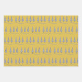 黄色いメリークリスマス千鳥格子のの木のパターン ラッピングペーパーシート (正面)