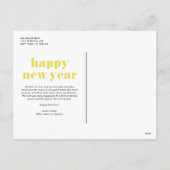 黄色いモダンタイポグラフィ、2022年新年の写真 シーズンポストカード (裏面)