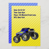 黄色いモンスタートラックの招待状 招待状 (正面/裏面)