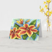 黄色いユリの挨拶状 カード (黄色い花)