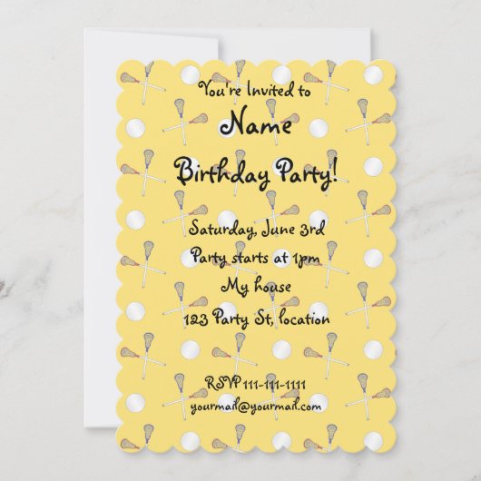 黄色いラクロスパターン 招待状 (正面)