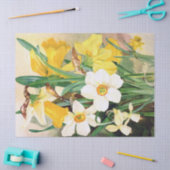 黄色いラッパスイセンおよび白いティッシュペーパー17x23 薄葉紙 (クラフト)