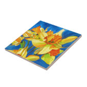 黄色いラッパスイセンのスイセンの水彩画の絵画 タイル (側面)