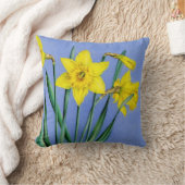 黄色いラッパスイセンの芸術の花の正方形の枕 クッション (ブランケット)