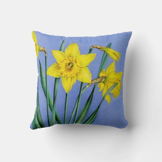 黄色いラッパスイセンの芸術の花の正方形の枕 クッション (裏面)