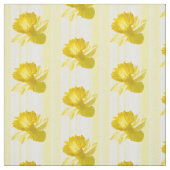 黄色いラッパスイセンの黄色のストライプの花柄パターン ファブリック (見本)