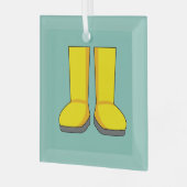 黄色いラバー レインブーツ ガラスオーナメント (正面左)