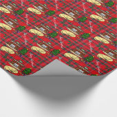 黄色いラブラドル・レトリーバー犬のクリスマス ラッピングペーパー (角)