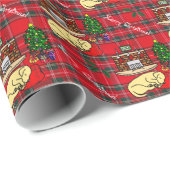 黄色いラブラドル・レトリーバー犬のクリスマス ラッピングペーパー (ロールコーナー)