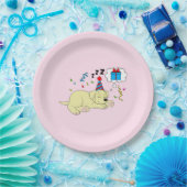 黄色いラブラドル・レトリーバー犬の子犬の誕生日の夢を見ること ペーパープレート (パーティー)