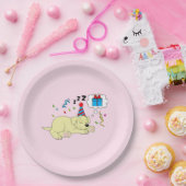 黄色いラブラドル・レトリーバー犬の子犬の誕生日の夢を見ること ペーパープレート (パーティー)