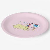 黄色いラブラドル・レトリーバー犬の子犬の誕生日の夢を見ること ペーパープレート (アングル)