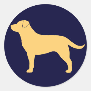 黄色いラブラドル・レトリーバー犬犬のシルエット ラウンドシール