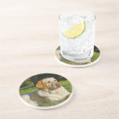 黄色いラブラドル・レトリーバー犬 コースター (側面)