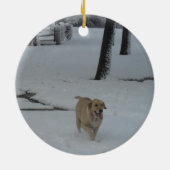 黄色いラブラドル・レトリーバー犬 セラミックオーナメント (裏面)