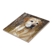 黄色いラブラドル・レトリーバー犬 タイル (側面)