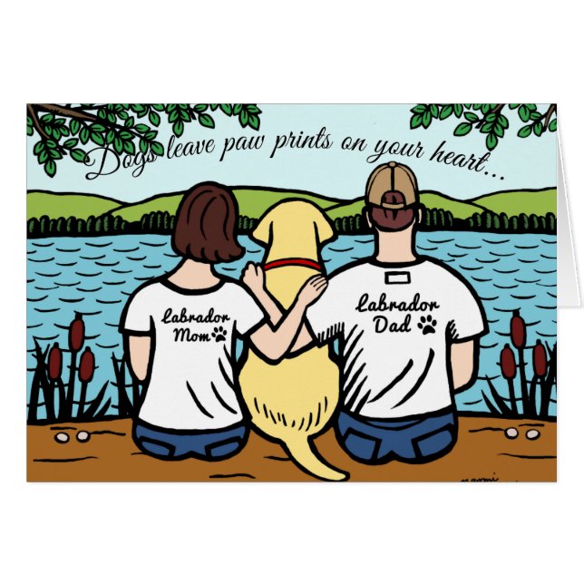 黄色いラブラドールおよびお母さんおよびパパ (正面横)