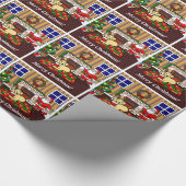 黄色いラブラドールおよびサンタのクリスマスの漫画 ラッピングペーパー (コーナー)