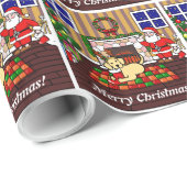 黄色いラブラドールおよびサンタのクリスマスの漫画 ラッピングペーパー (ロールコーナー)