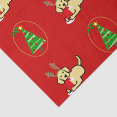 黄色いラブラドールおよびサンタのクリスマスの漫画 薄葉紙 (詳細)