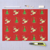 黄色いラブラドールおよびサンタのクリスマスの漫画 薄葉紙 (クラフト)