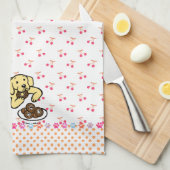 黄色いラブラドールおよびドーナツ キッチンタオル (四つ折り)