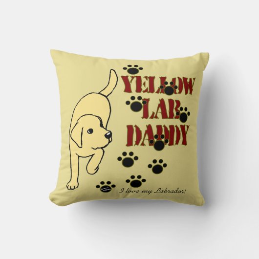 黄色いラブラドールのお父さん クッション (正面)