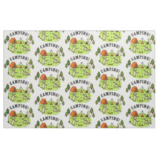 黄色いラブラドールのキャンプの生地 ファブリック