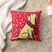 黄色いラブラドールのタータンチェックのスカーフ2 クッション (ブランケット)