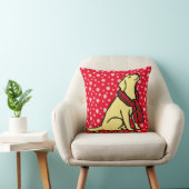 黄色いラブラドールのタータンチェックのスカーフ2 クッション (椅子)