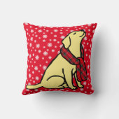 黄色いラブラドールのタータンチェックのスカーフ2 クッション (裏面)