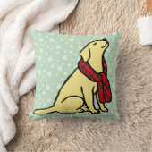 黄色いラブラドールのタータンチェックのスカーフ2 クッション (ブランケット)