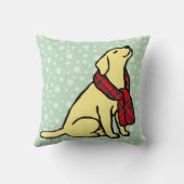 黄色いラブラドールのタータンチェックのスカーフ2 クッション (裏面)