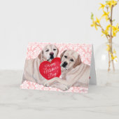 黄色いラブラドールのデュオの母の日 カード (黄色い花)