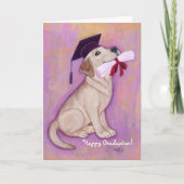 黄色いラブラドールの卒業の子犬の学校 カード (正面)