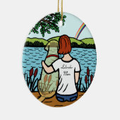 黄色いラブラドールの天使およびお母さん2 セラミックオーナメント (右)