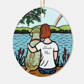 黄色いラブラドールの天使およびお母さん2 セラミックオーナメント (左)