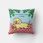 黄色いラブラドールの子犬およびハンバーガー クッション (裏面)