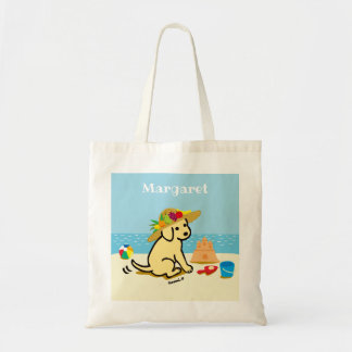 黄色いラブラドールの子犬の麦わら帽子の漫画 トートバッグ