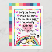 黄色いラブラドールの小走りに走る記念カード プログラム (正面/裏面)