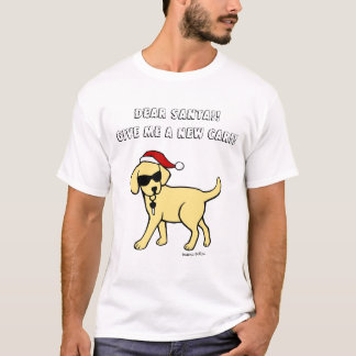 黄色いラブラドールの漫画のクリスマスのワイシャツ Tシャツ