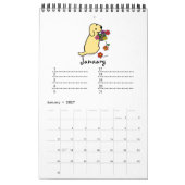 黄色いラブラドールの漫画の誕生日のカレンダー カレンダー (1月 2027)