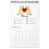 黄色いラブラドールの漫画の誕生日のカレンダー カレンダー (2月 2026)