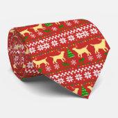 黄色いラブラドールの(雄ジカの)枝角のクリスマスパターン ネクタイ (ロール)