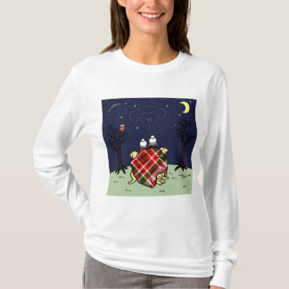 黄色いラブラドール家族および星明かりの空 Tシャツ