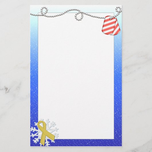 黄色いリボン及びストライプのなドッグタッグ 便箋 (正面)