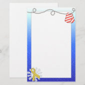 黄色いリボン及びストライプのなドッグタッグ 便箋 (正面/裏面)