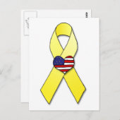 黄色いリボン(フラグ付きハートはがき) ポストカード (正面/裏面)