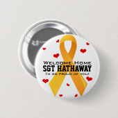 黄色いリボン: 白い 缶バッジ (正面&裏面)