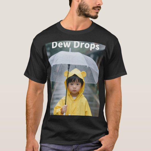 黄色いレインコートの可愛い少年 雨の日 エステティック シ Tシャツ (正面)